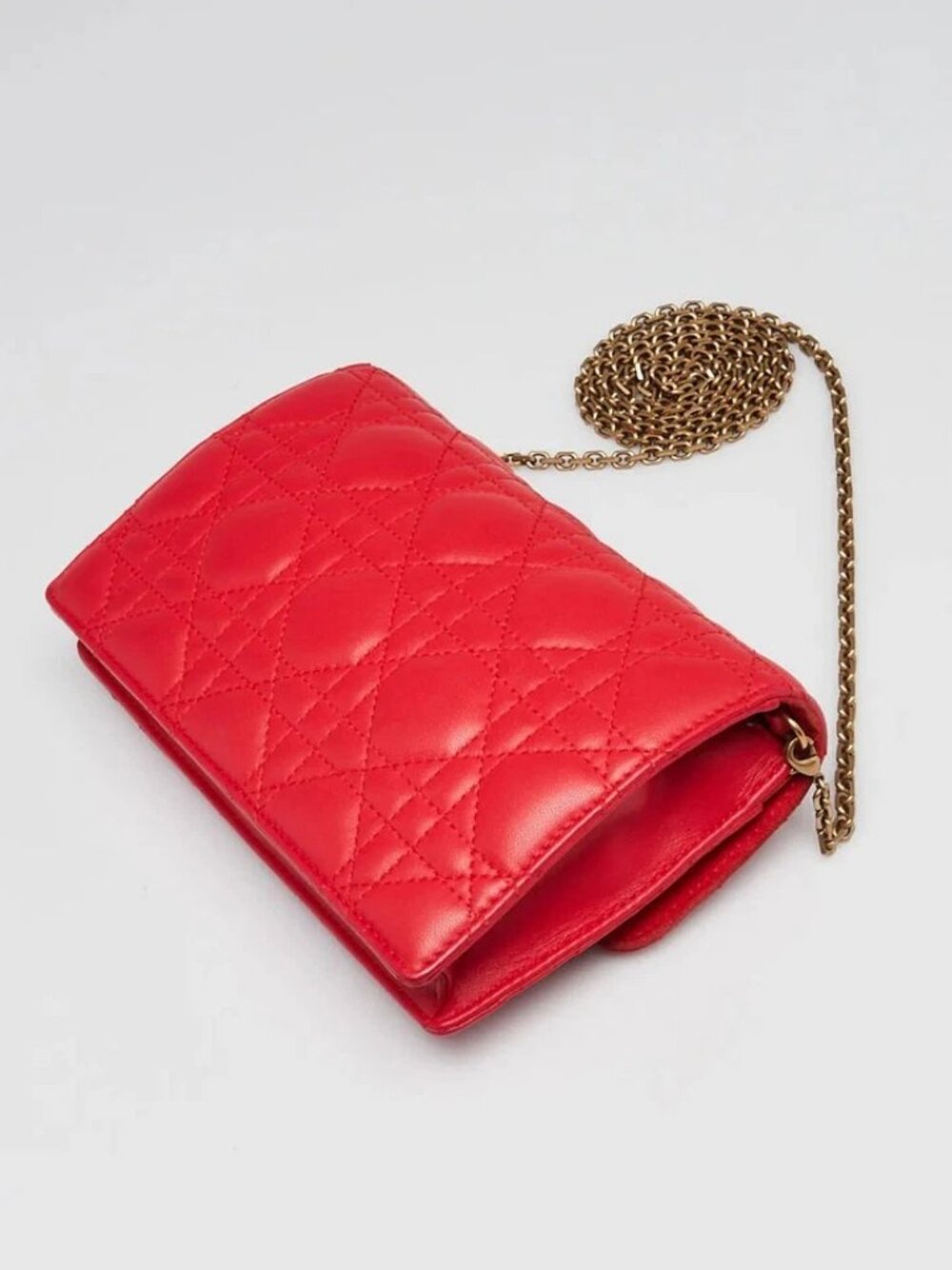 Christian Dior Red Cannage Quilted Leather DiorAddict Wallet on Chain Clutch Bag - Picture 3 of 12